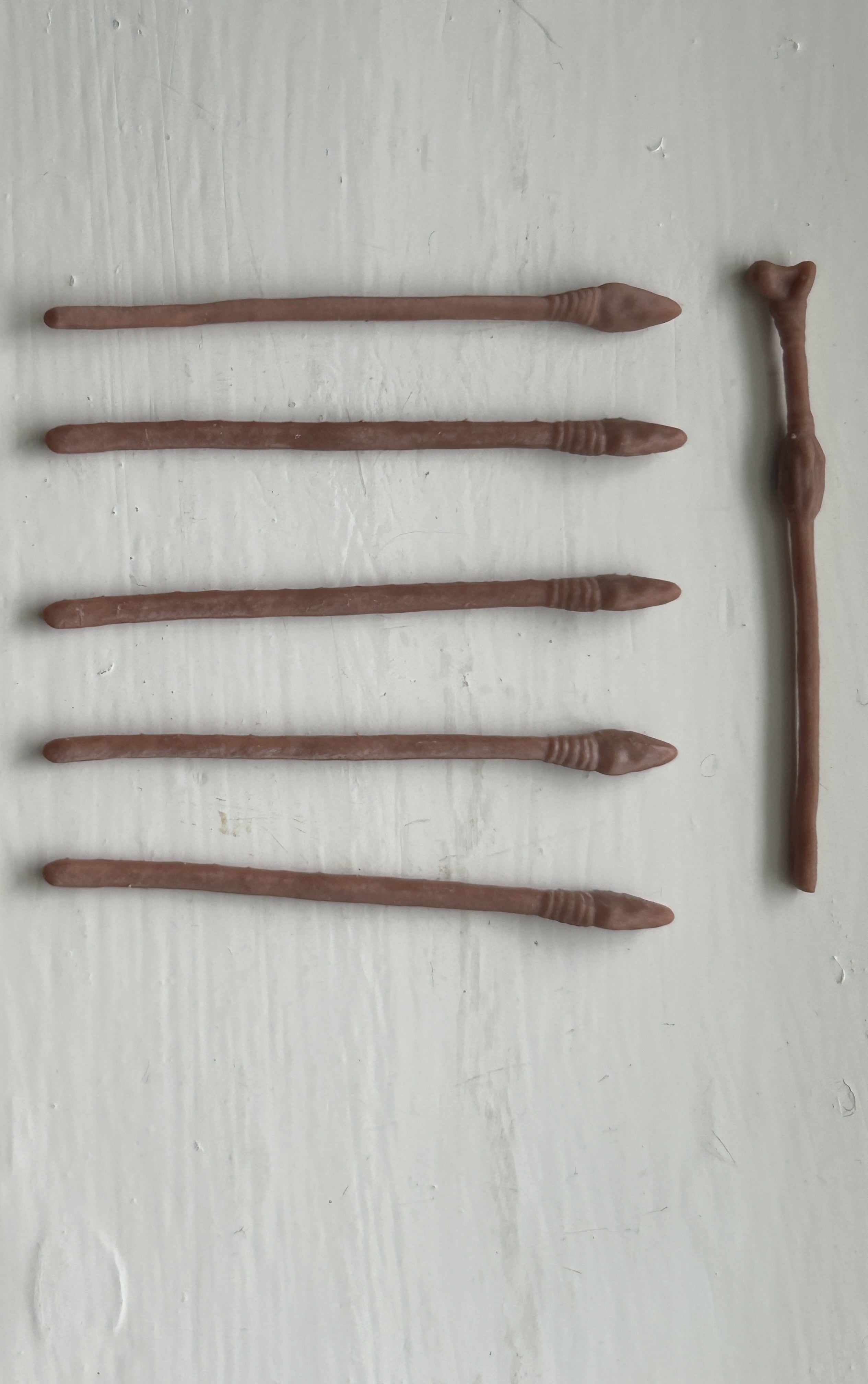 FIVE VINTAGE STAR WARS REPRODUCTION REPLICA WEAPON EWOK SPEARS X5 & CHIRPA STAFF